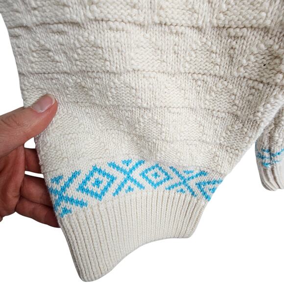 Cabelas Sweater Knit Sweater Women XL Cream Cowboy Print Pullover Sweater Women - Picture 4 of 8